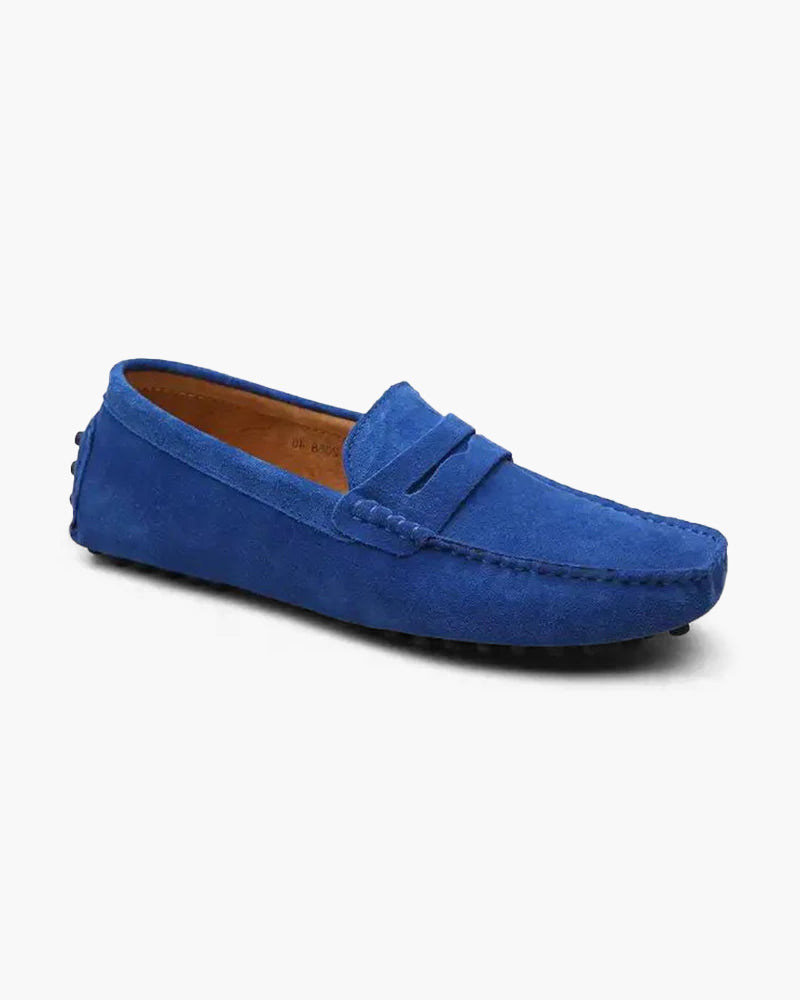 Suede Driver Loafers | All-leather Insole (Blue)