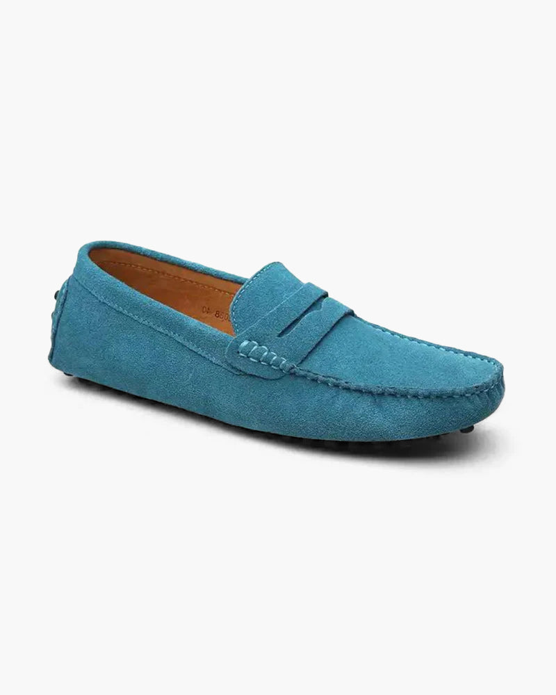 Suede Driver Loafers | All-leather Insole (Ocean Blue)