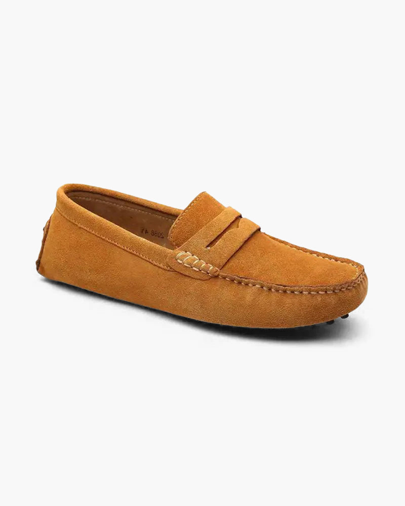 Suede Driver Loafers | All-leather Insole (Caramel)