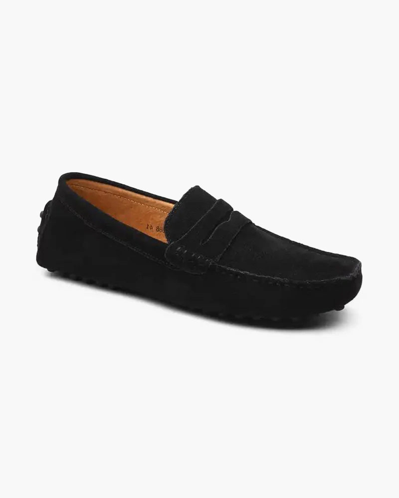 Suede Driver Loafers | All-leather Insole (Black)