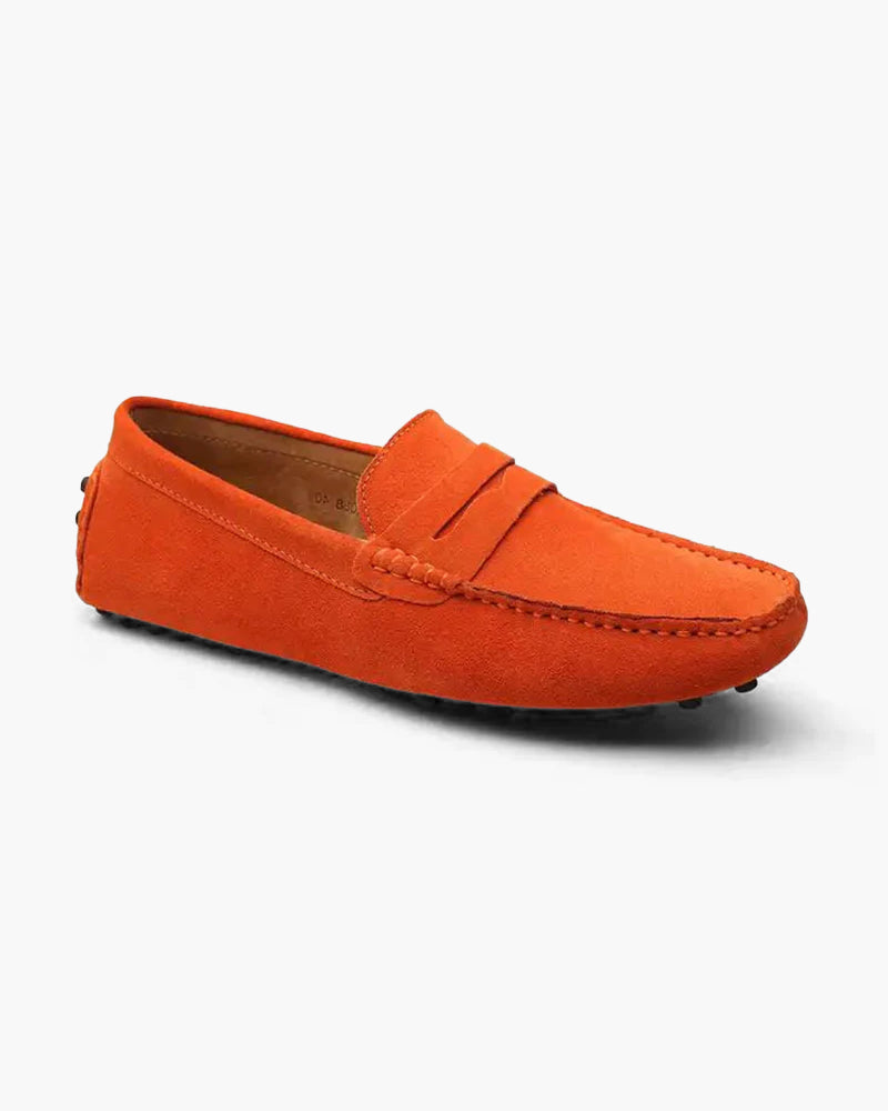 Suede Driver Loafers | All-leather Insole (Orange)