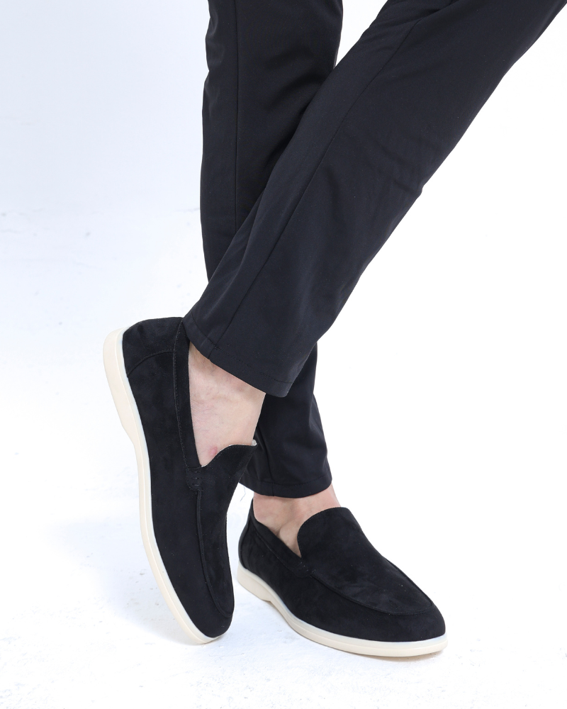 Suede Loafers | Supportive Insole (Black)