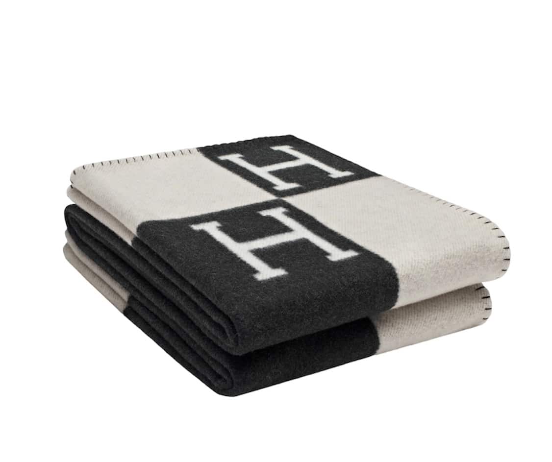 Hermès Avalon Throw Blanket + Pillow Case (Black)