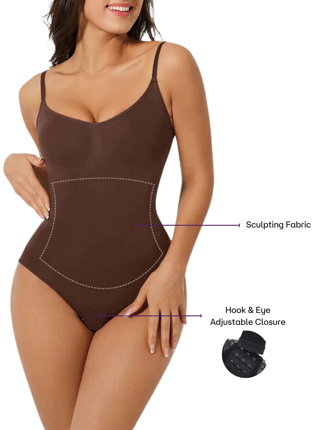 Snatched Thong Bodysuit (Brown)