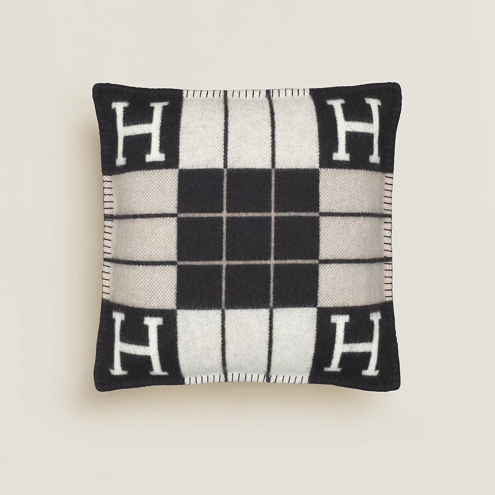 Hermès Avalon Throw Blanket + Pillow Case (Stripe Black)