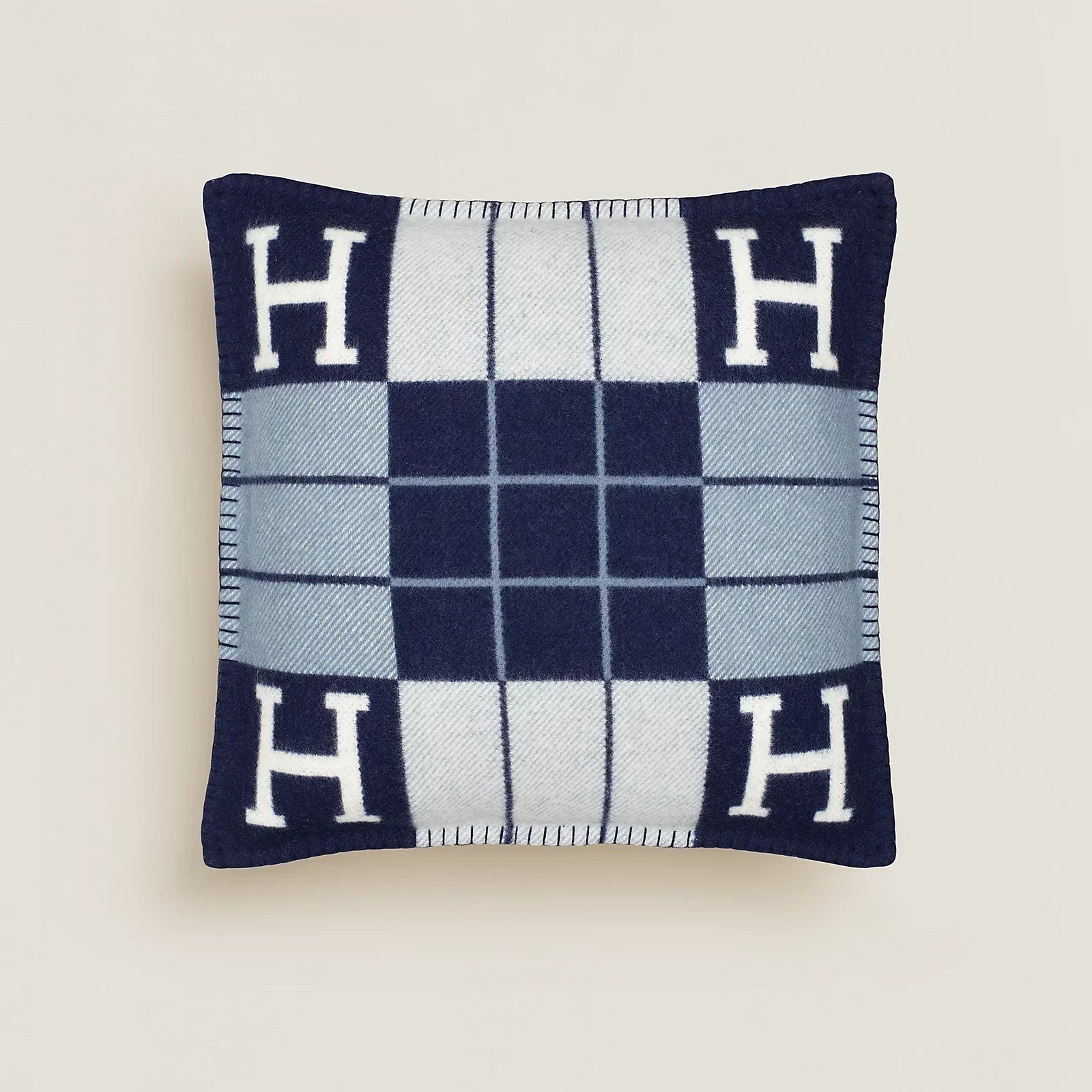 Hermès Avalon Throw Blanket + Pillow Case (Stripe Dark Blue)