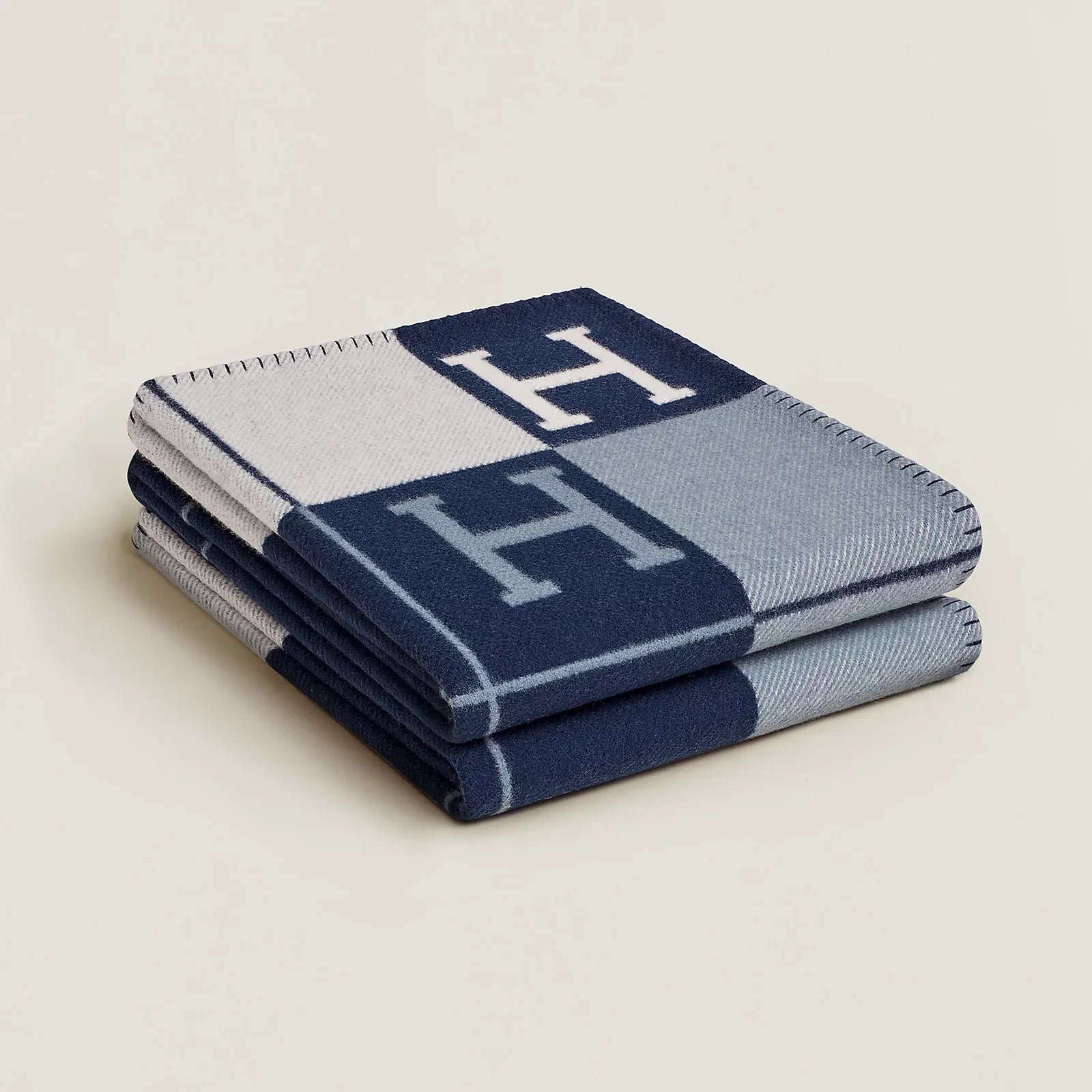 Hermès Avalon Throw Blanket (Stripe Dark Blue)