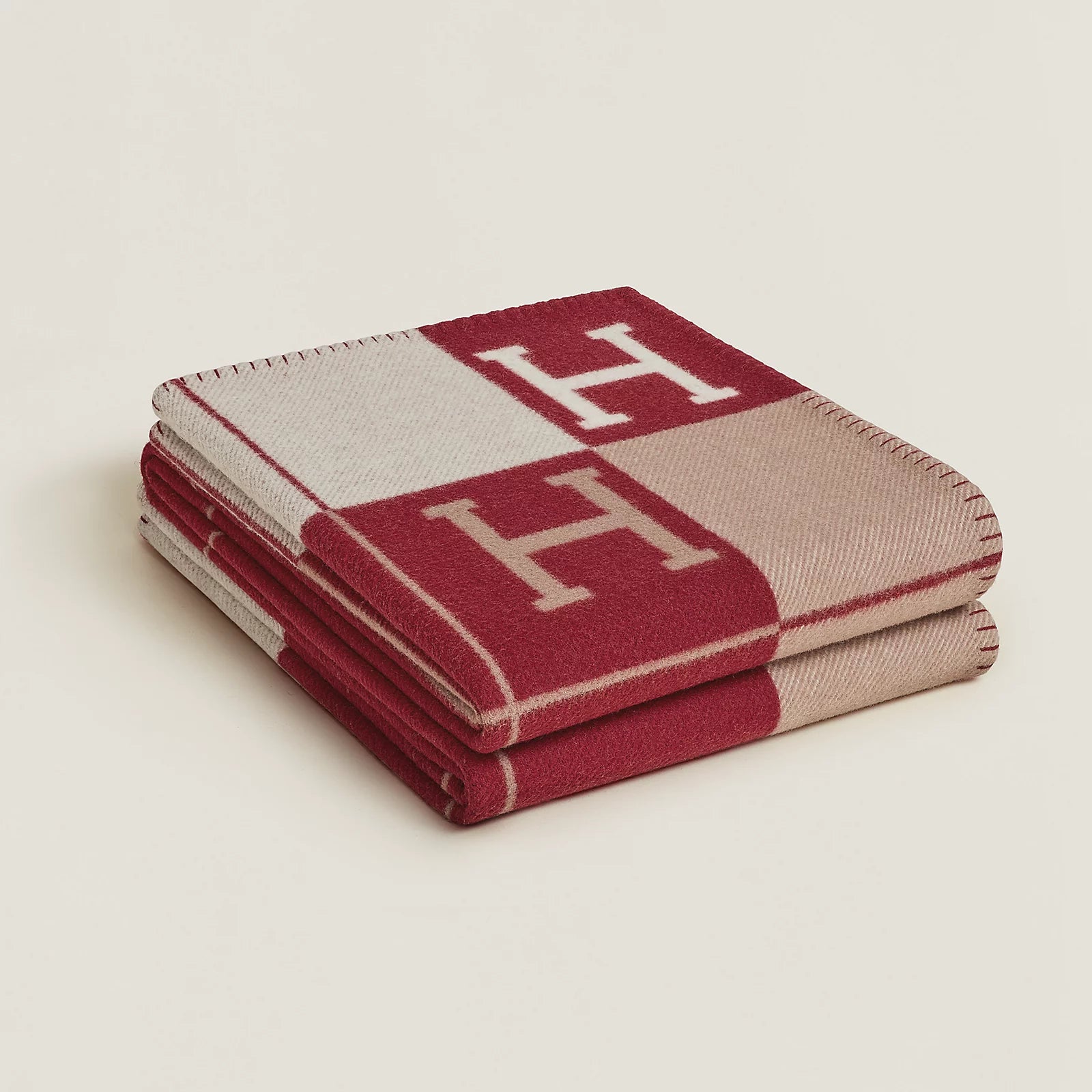 Hermès Avalon Throw Blanket (Stripe Burgundy)